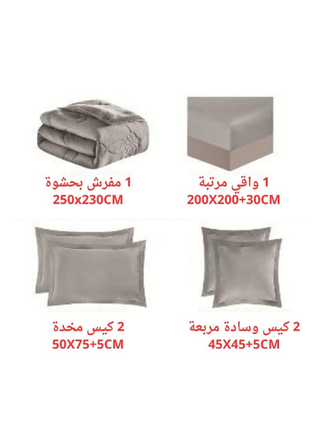 سمارت هوم مفرش سرير نفرين شتوي 6 قطع وجهين وجه مخمل وجه فرو مقاس كوين 230x250 سم - Image 4