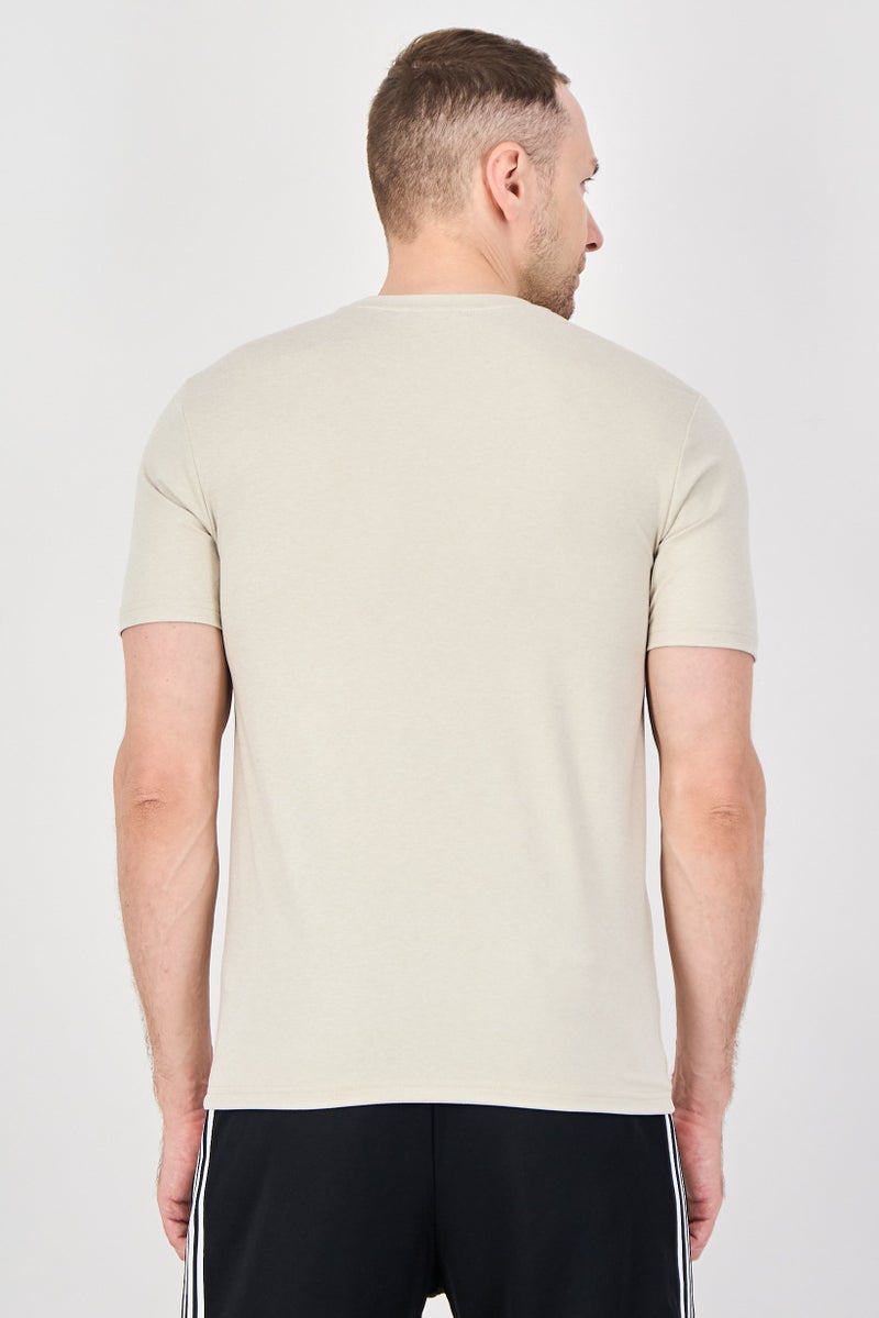 MOTION Men Sportswear Fit Short Sleeve Training T-Shirt, Beige - Image 3