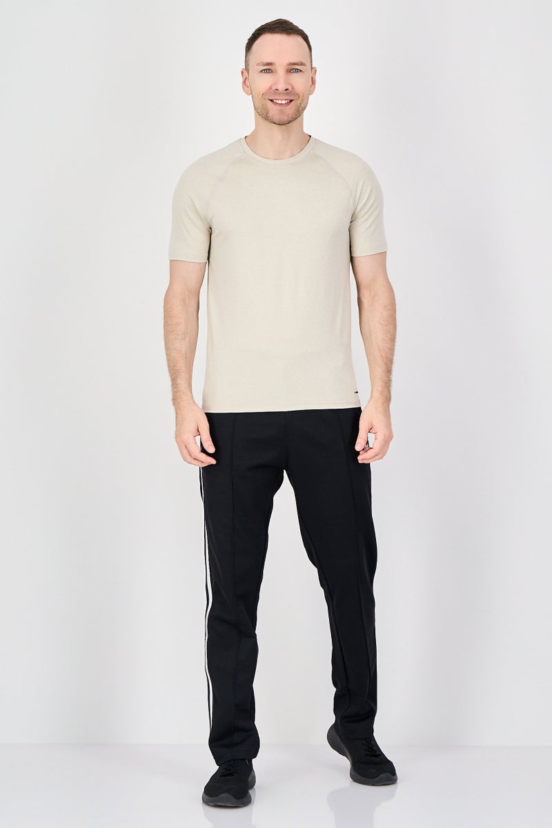MOTION Men Sportswear Fit Short Sleeve Training T-Shirt, Beige - Image 4