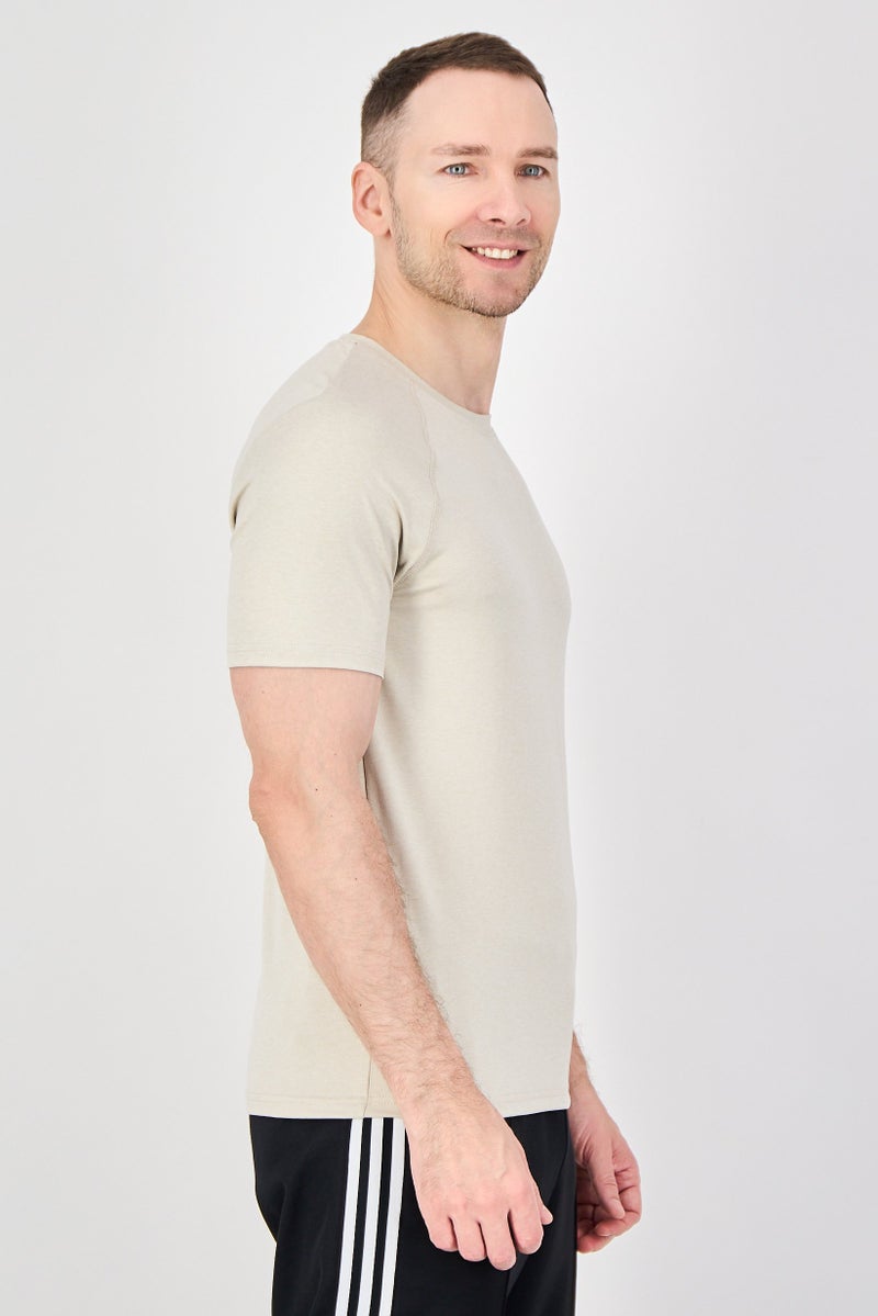 MOTION Men Sportswear Fit Short Sleeve Training T-Shirt, Beige - Image 2