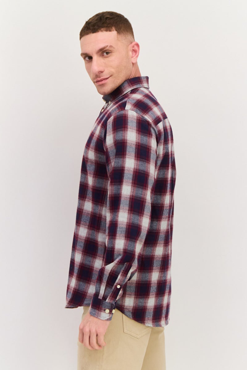 Threadbare Men Regular Fit Checkered Long Sleeves Casual Shirt, Navy - Image 4