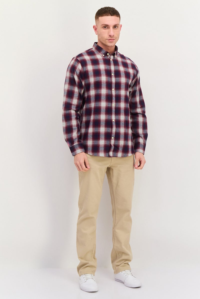 Threadbare Men Regular Fit Checkered Long Sleeves Casual Shirt, Navy - Image 2