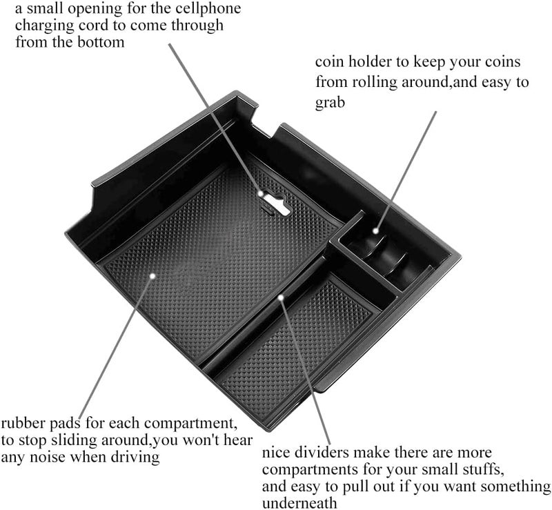 Vesul Center Console Armrest Storage Box Compatible with Honda Accord Sedan 2013 2014 2015 2016 2017 ABS Tray Insert Organizer Glove Pallet Black - Image 2