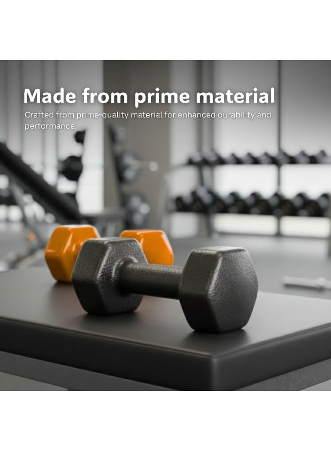 بلا نهاية دمبل ثابت بطلاء الفينيل زوج | 2 كجم لكل واحد (إجمالي 4 كجم) | برتقالي | مصنوع من الحديد بطلاء فينيل | أوزان مدمجة للرياضة في المنزل، التمارين، اللياقة البدنية للرجال والنساء - Image 3