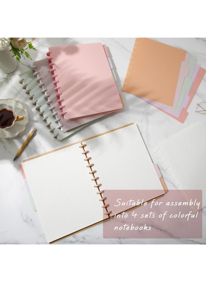 Glenmal 4 Sets Letter Size 8.5 x 11 in Discbound Notebook Includes Covers Discs 5 Tab Note Taking Dividers College Ruled Removable Pages Refillable Subject Notebook for School Office(Pastel Color) - Image 4