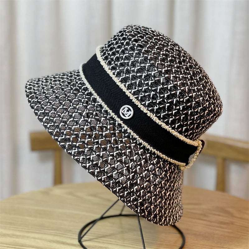 Tassel Straw Hat Wide Brim Beach Cap Woven Straw - Image 1