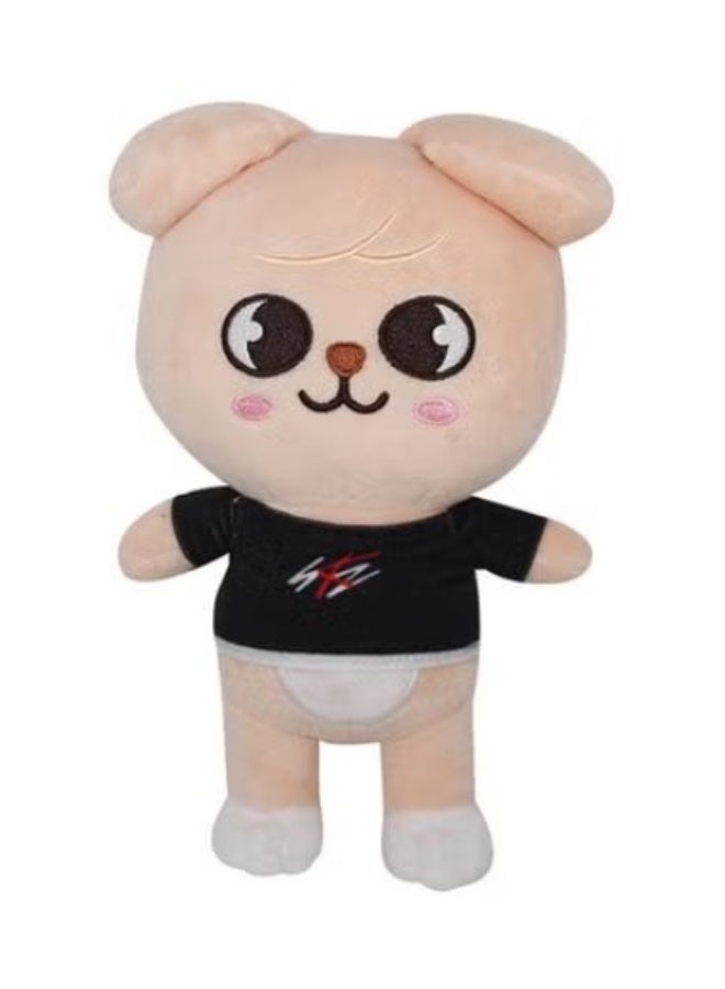 NIBEMINENT Cute Beige Puppy Plush Toy with Black Graphic T-Shirt & Diaper