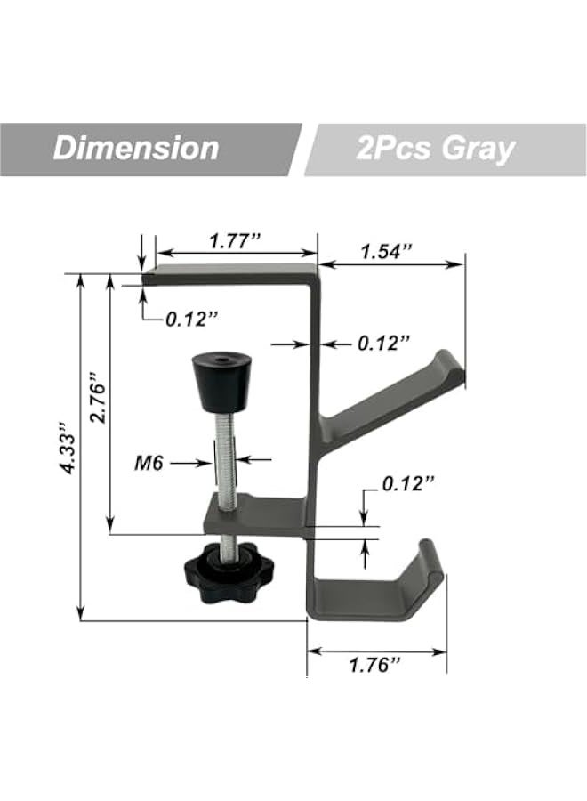 TRASSLE 2Pcs Clamp-On Under Desk Headphone Holder Backpack Hook Students' Desk Hook with Adjustable Arm Clamp Women's Bag Handbag and Purse Holder,suitable for tables of thicknesses 1-5cm  - Image 2