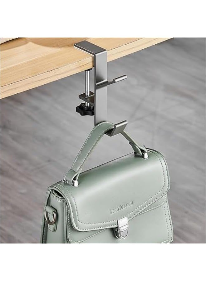 TRASSLE 2Pcs Clamp-On Under Desk Headphone Holder Backpack Hook Students' Desk Hook with Adjustable Arm Clamp Women's Bag Handbag and Purse Holder,suitable for tables of thicknesses 1-5cm  - Image 3