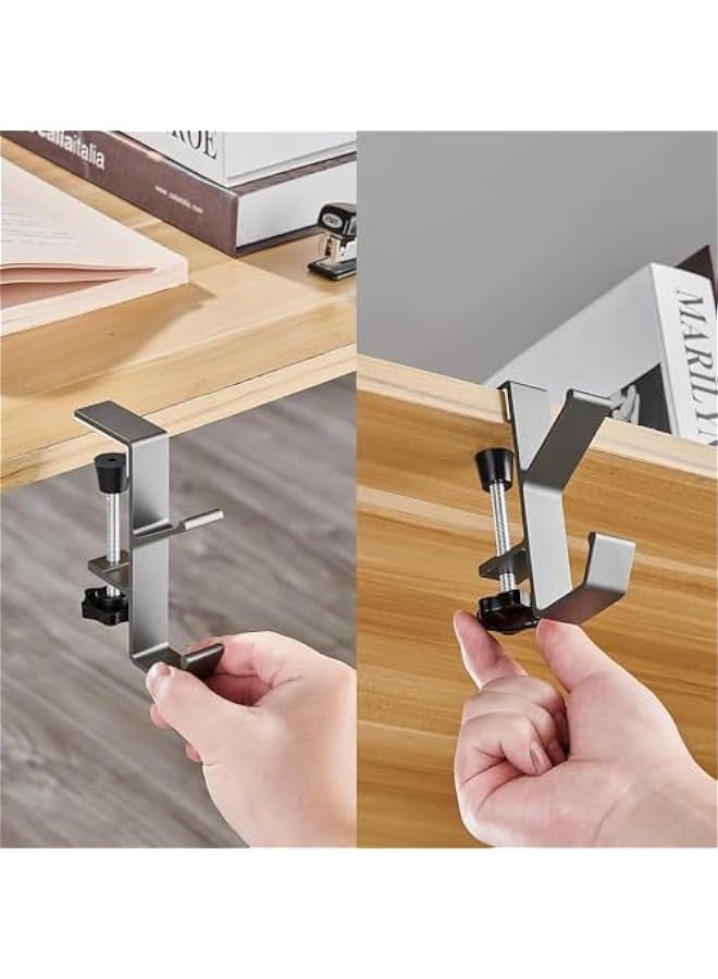 TRASSLE 2Pcs Clamp-On Under Desk Headphone Holder Backpack Hook Students' Desk Hook with Adjustable Arm Clamp Women's Bag Handbag and Purse Holder,suitable for tables of thicknesses 1-5cm  - Image 4