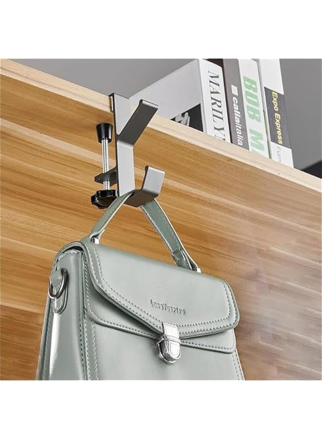 TRASSLE 2Pcs Clamp-On Under Desk Headphone Holder Backpack Hook Students' Desk Hook with Adjustable Arm Clamp Women's Bag Handbag and Purse Holder,suitable for tables of thicknesses 1-5cm  - Image 5