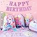SNLN 12 Sets Unicorn Party Favors Birthday Supplies for Girls Kid Drawstring Bag Silicone Bracelet Tattoo Sticker Keychain Goodie Bag Stuffer Filler Unicorn Birthday Decorations Girls Party Favors - Image 4