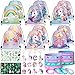 SNLN 12 Sets Unicorn Party Favors Birthday Supplies for Girls Kid Drawstring Bag Silicone Bracelet Tattoo Sticker Keychain Goodie Bag Stuffer Filler Unicorn Birthday Decorations Girls Party Favors - Image 2
