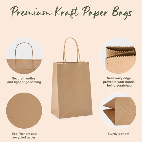 GSSUSA Brown Paper Bags 5.25x3.75x8 20Pcs, Small Gift Paper Bag with Handles Bulk, Graduation Gift, Sturdy Kraft Paper, Retail Shopping Bags, Party Favor, Christmas - Image 4