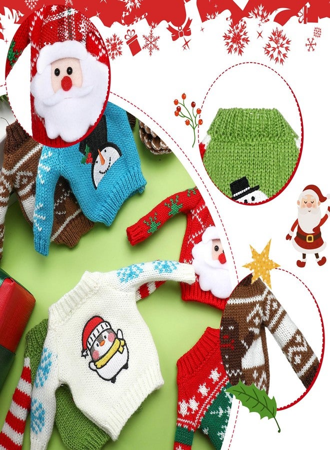 Aoriher 12 Pcs Christmas Accessories Clothes Accessory Sweater Set Knitted Clothing Elk Christmas Tree Snowflake Print Set (Snowflake) - Image 4