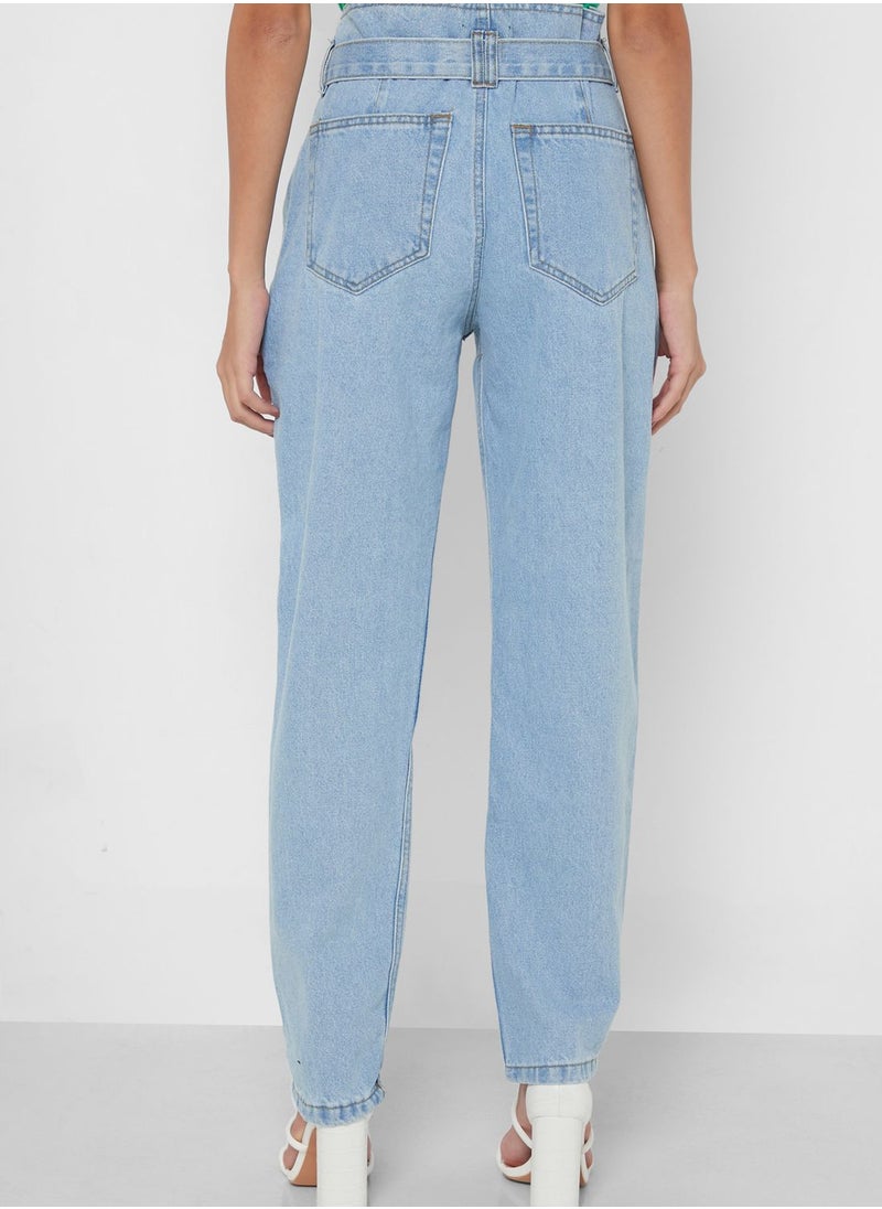 Ginger - Classic Mom Jeans With Tie Up - Image 1