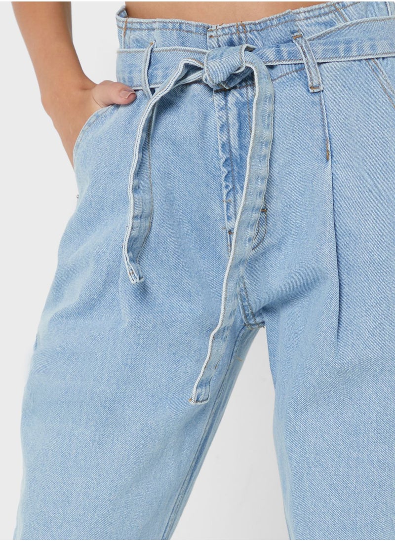Ginger - Classic Mom Jeans With Tie Up - Image 1