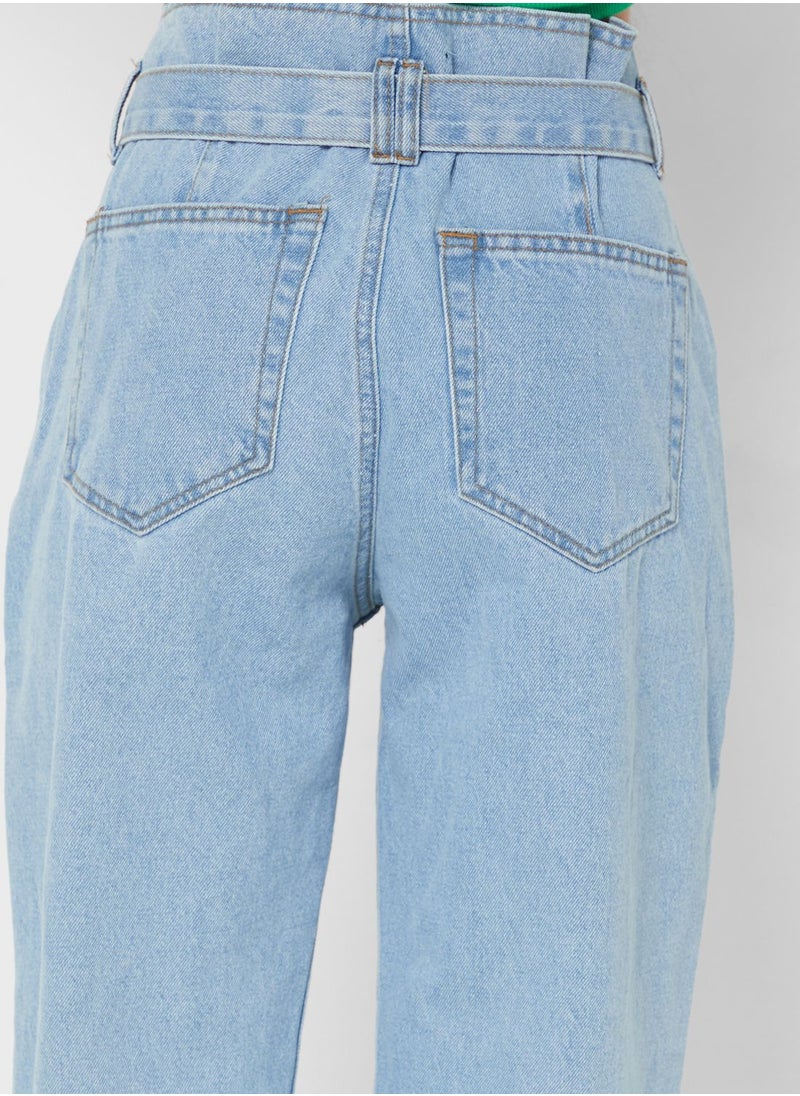 Ginger - Classic Mom Jeans With Tie Up - Image 1