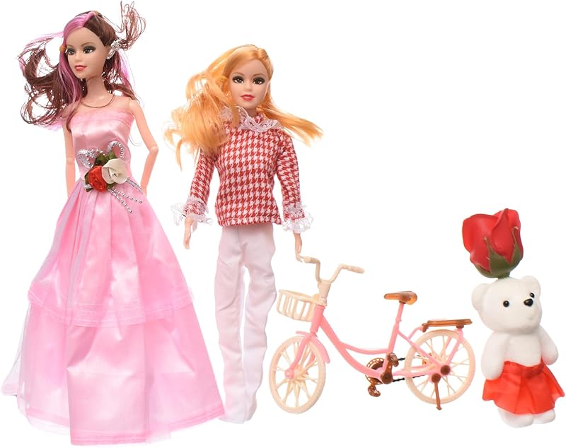 accessories shop Plastic Two Bride Long Hair Containing Jewelry With Colorful Bike And Bags Add More Funny For Children Set Of 17 Pieces - Multi Color