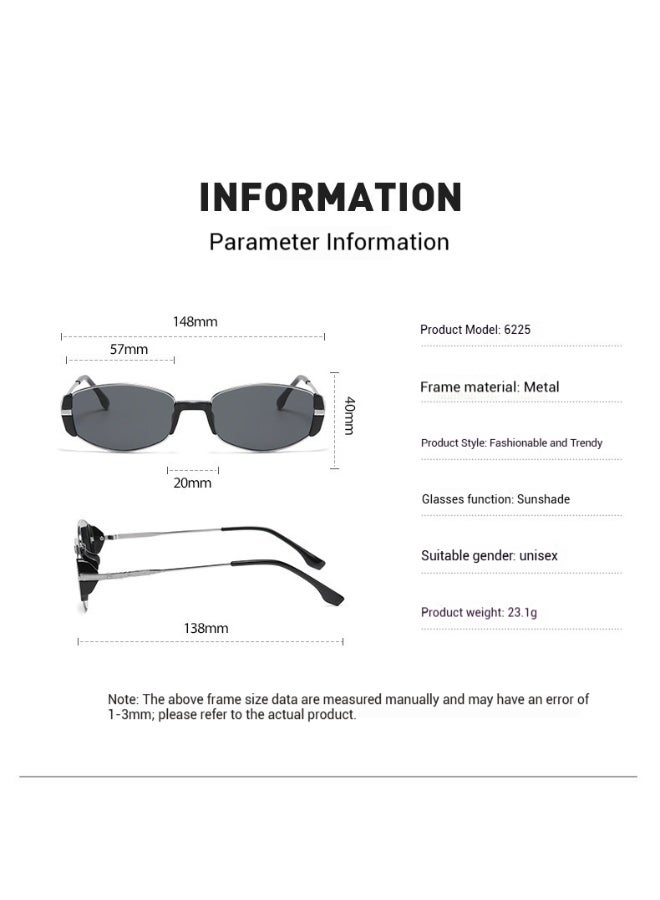 نظارات شمسية نسائية عصرية عالية الجودة مقاومة للأشعة فوق البنفسجية من المعدن بتصميم هيب هوب نظارات شمسية عتيقة - Image 3