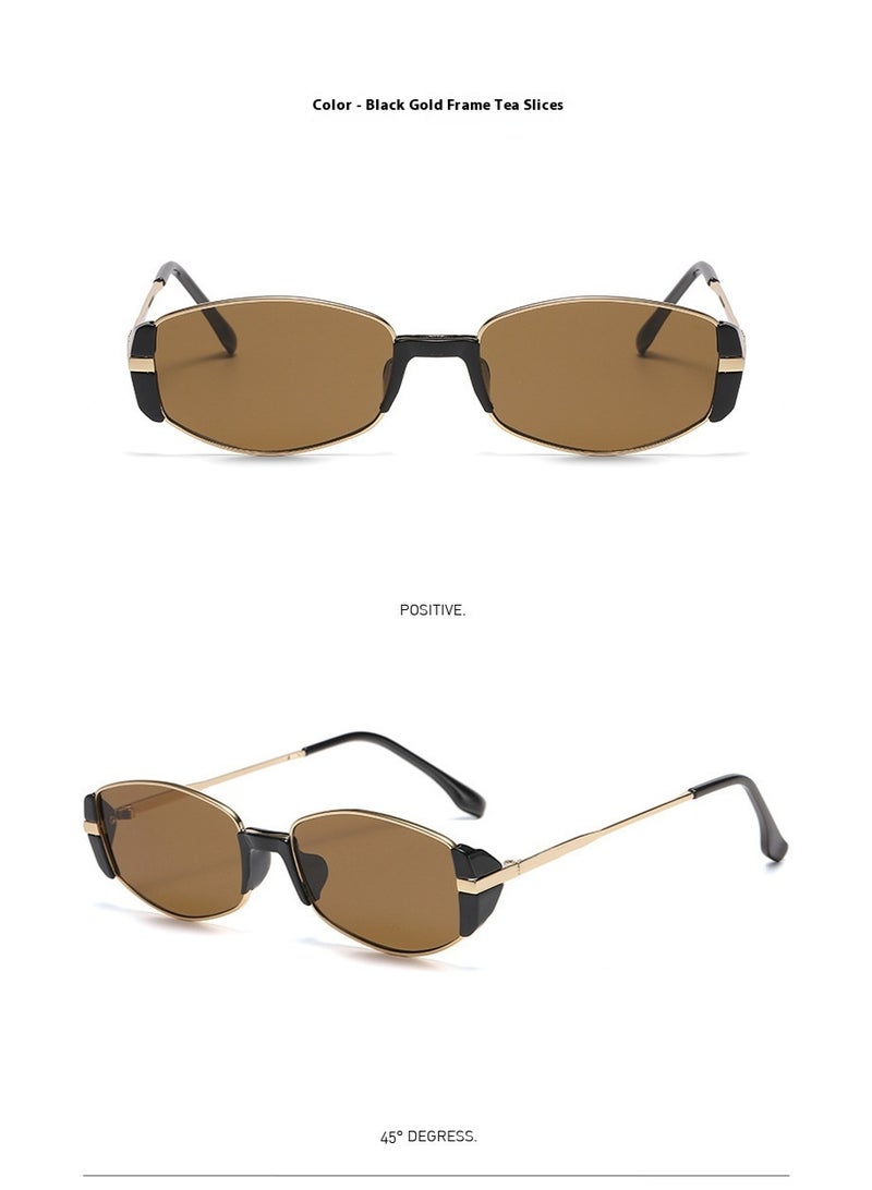 نظارات شمسية نسائية عصرية عالية الجودة مقاومة للأشعة فوق البنفسجية من المعدن بتصميم هيب هوب نظارات شمسية عتيقة - Image 5