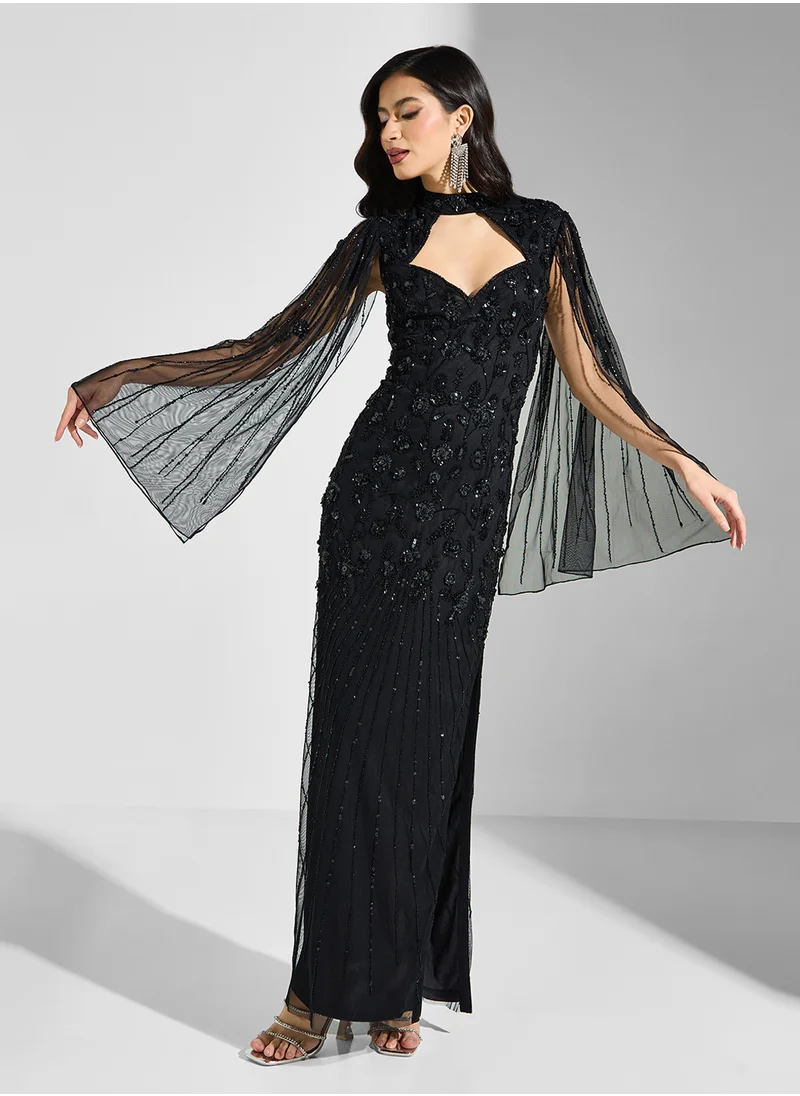 Namshi x Sequin Capelet Gown Dress