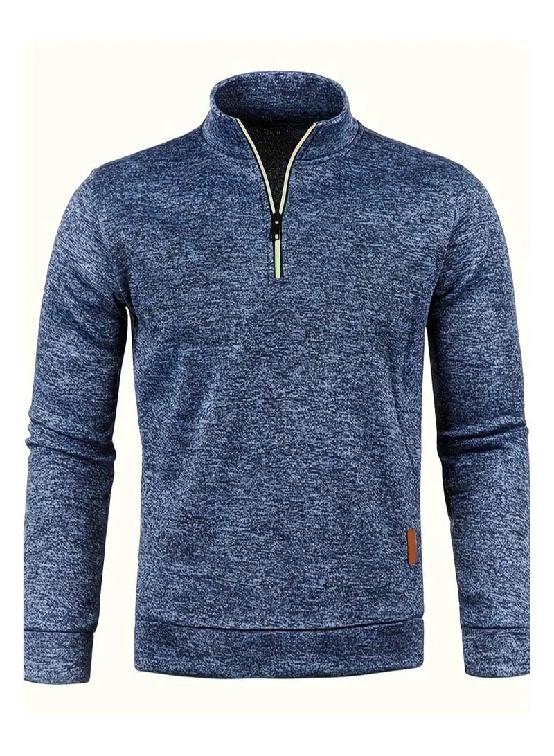 NIBEMINENT Autumn And Winter Men's Neckline Zipper Sweater Sleeve Light Fleece Stylish Top Sweater Coat - Image 1