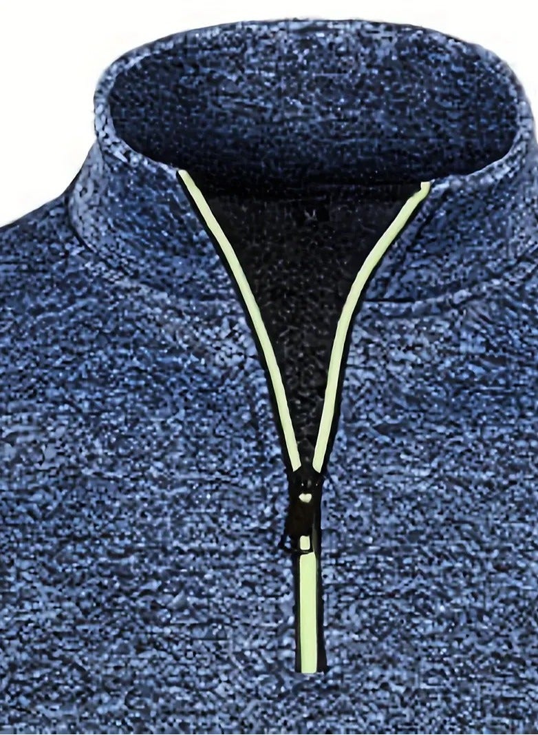 NIBEMINENT Autumn And Winter Men's Neckline Zipper Sweater Sleeve Light Fleece Stylish Top Sweater Coat - Image 4