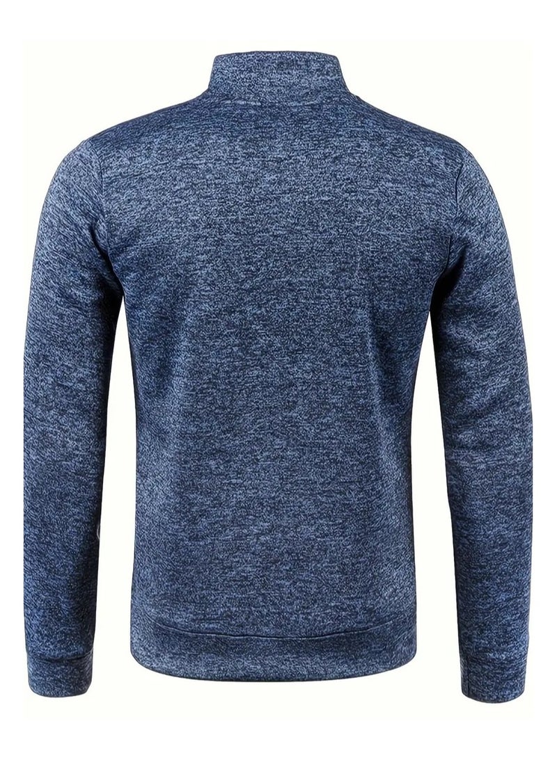 NIBEMINENT Autumn And Winter Men's Neckline Zipper Sweater Sleeve Light Fleece Stylish Top Sweater Coat - Image 3