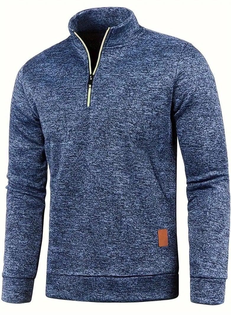 NIBEMINENT Autumn And Winter Men's Neckline Zipper Sweater Sleeve Light Fleece Stylish Top Sweater Coat - Image 2