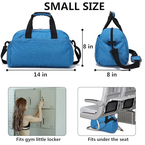 Ineetatu 14 inch Small Gym Bag for Women & Men, Mini Duffel Bag for Travel Sports Lightweight Carry On Bag,Navy Blue - Image 3