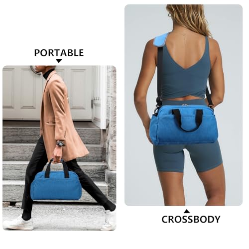 Ineetatu 14 inch Small Gym Bag for Women & Men, Mini Duffel Bag for Travel Sports Lightweight Carry On Bag,Navy Blue - Image 4