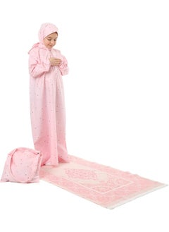 Elanesa  Girl Child Practical Prayer Dress Set With Bag With Prayer Rug Elastic Sleeve Star Printed  - Image 3