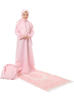 Elanesa  Girl Child Practical Prayer Dress Set With Bag With Prayer Rug Elastic Sleeve Star Printed  - Image 5