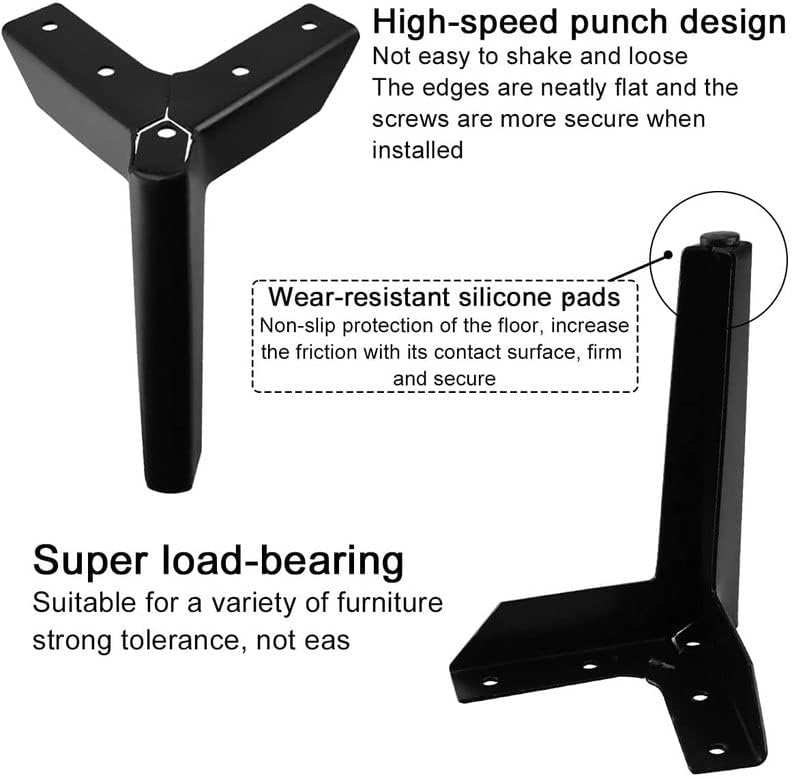 Generic Raj Sofa Furniture Leg 45 Inch 12 Cms PVD Gold Finish Set of 4 Black  - Image 2