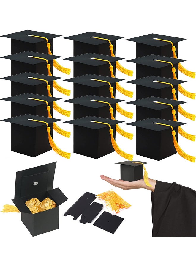 Depend 20 Packs Graduation Hat Candy Box Graduation Gift Box With Fringe For Graduation Party Supplies Decorative Candy Chocolate Souvenirs  - Image 1