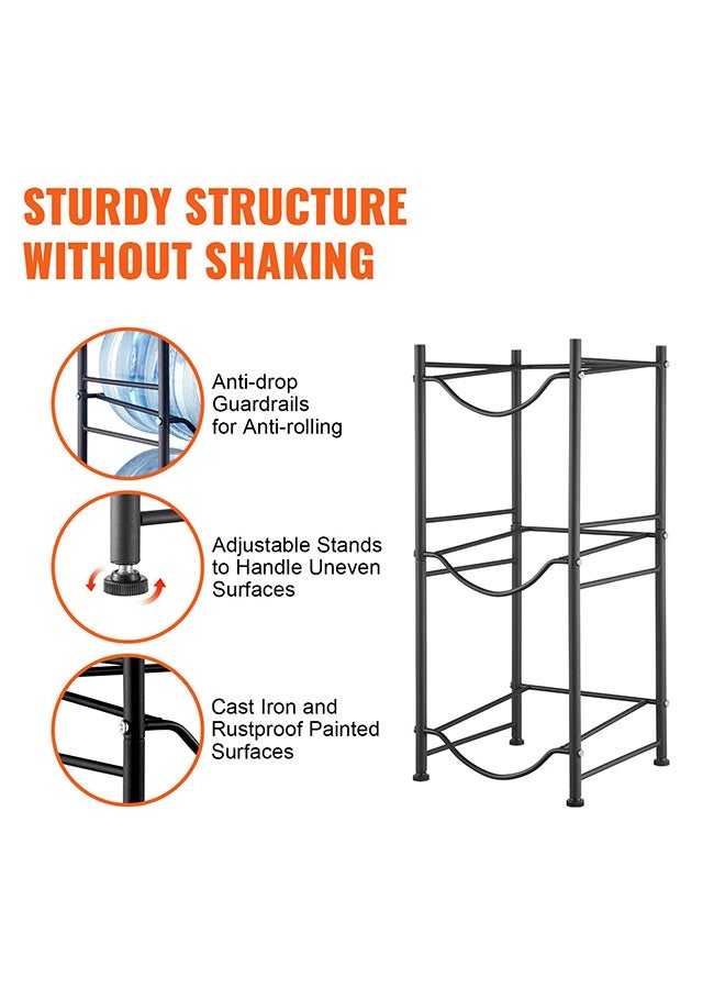 RollsTimi  3-Tier Water Jug Rack, 5 Gallon Detachable Water Bottle Holder for Kitchen, Office, Home, Black - Image 5