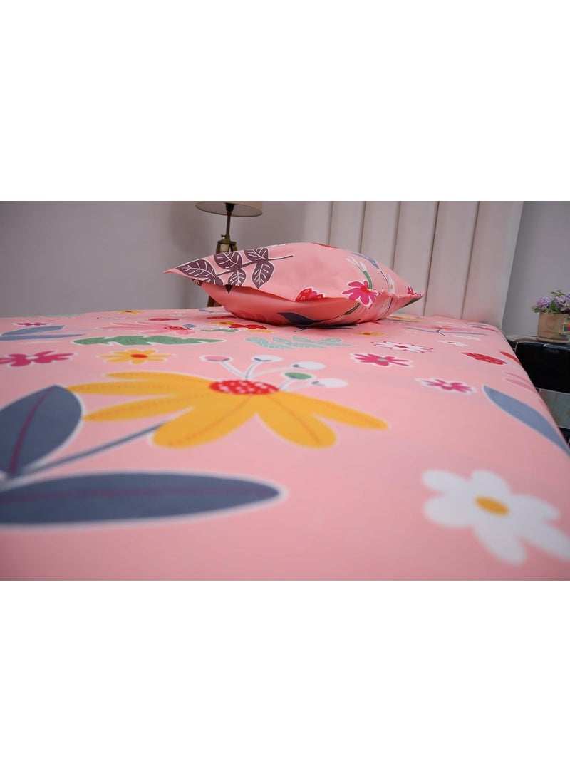 PRINDA PRINDA Presents Single Flat Bedsheets Size90 inch x 60 inch with 1 Pillow Cover 18 inch X 28 inch ColorPeach  - Image 5