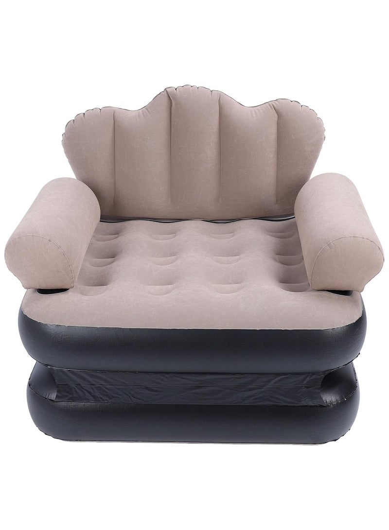 Inflatable Sofa Bed, Portable Foldable Thickened Flocked PVC Blow Up Couch Mattress Wearable 6.1lb Load Bearing Coffee for Home for Camping (Multicolour) - Image 2