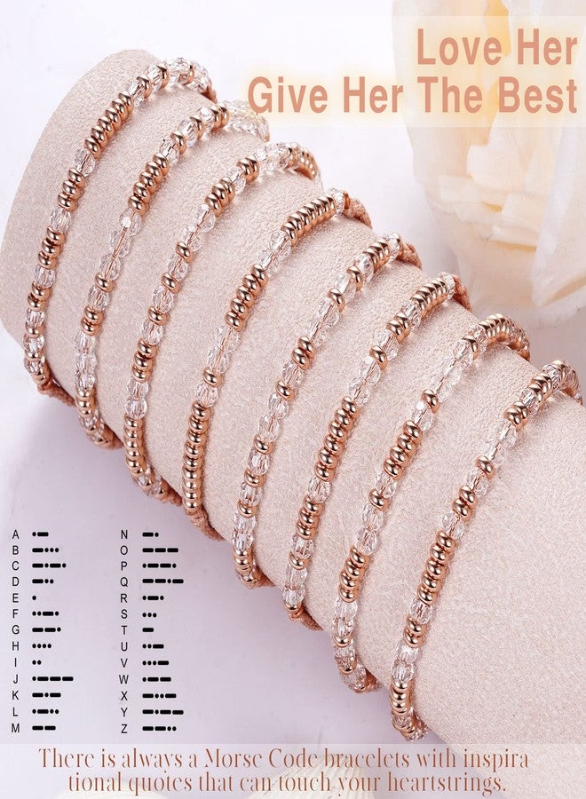 Btysun Morse Code Bracelets for Women Christmas Gift Stocking Stuffers for Teens Pink Braided Bracelets Inspirational Best Friend Birthday Gifts for Her High School Graduation Gifts for Her 2025 Mom - Image 4
