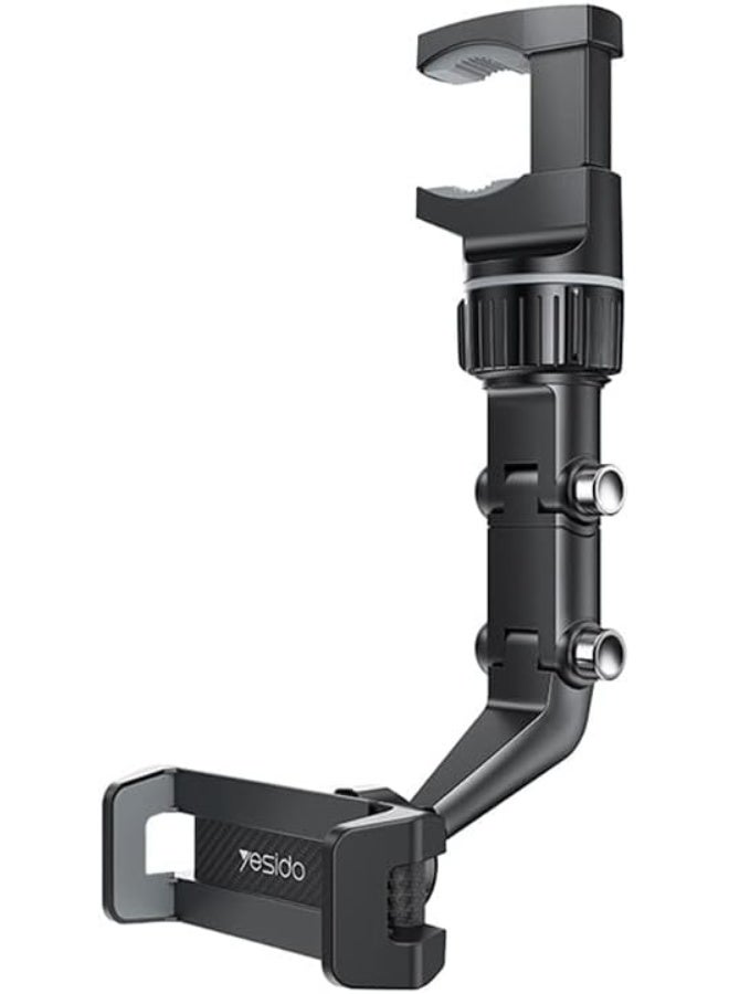 Yesido Clip-on Rotating Rearview Mirror Phone Mount, Adjustable Bracket for 4-6.7" Smartphones, 360° Rotation Car Holder – Universal Clip Design - Image 1