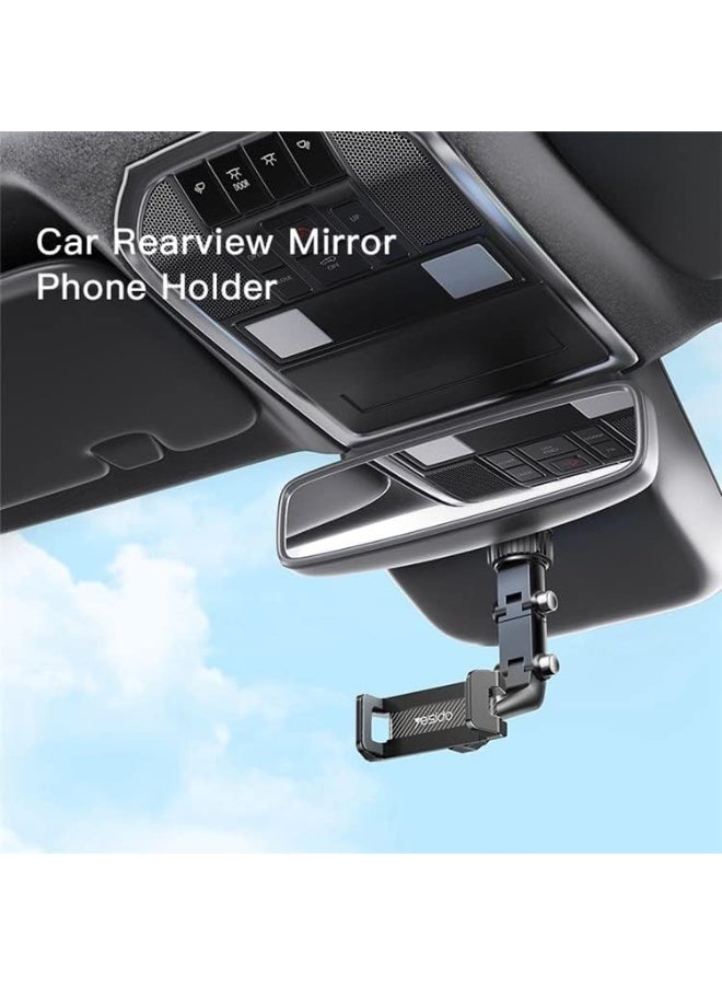 Yesido Clip-on Rotating Rearview Mirror Phone Mount, Adjustable Bracket for 4-6.7" Smartphones, 360° Rotation Car Holder – Universal Clip Design - Image 5