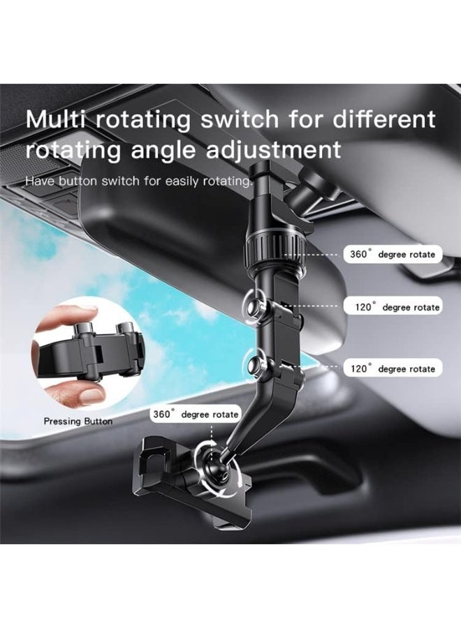 Yesido Clip-on Rotating Rearview Mirror Phone Mount, Adjustable Bracket for 4-6.7" Smartphones, 360° Rotation Car Holder – Universal Clip Design - Image 4