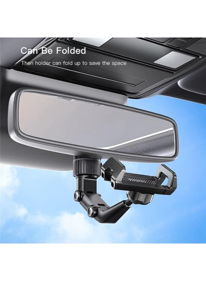 Yesido Clip-on Rotating Rearview Mirror Phone Mount, Adjustable Bracket for 4-6.7" Smartphones, 360° Rotation Car Holder – Universal Clip Design - Image 3