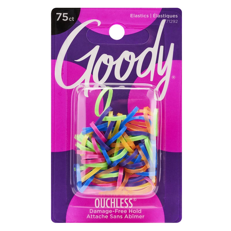 Goody Mini Latex Hair Elastics 75 Count Assorted Neon Colors Suitable for All Hair Types PainFree Styling Accessories for Women Men Boys Girls Long Lasting Braids Ponytails More