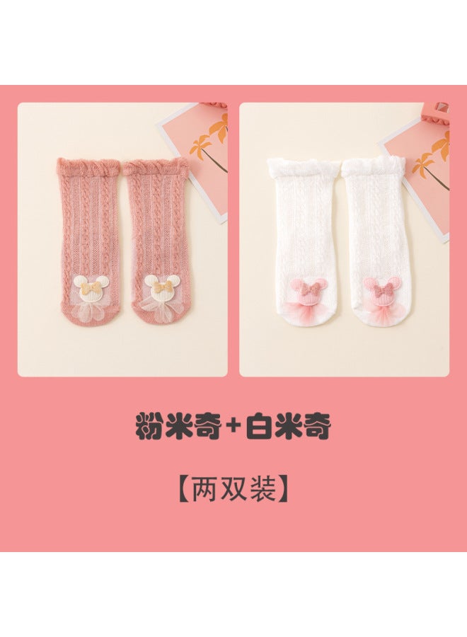 Baby Socks Summer Thin Mid-tube Socks 0-6 Months Cute Baby Mesh Loosen Newborn Cartoon Class A Socks