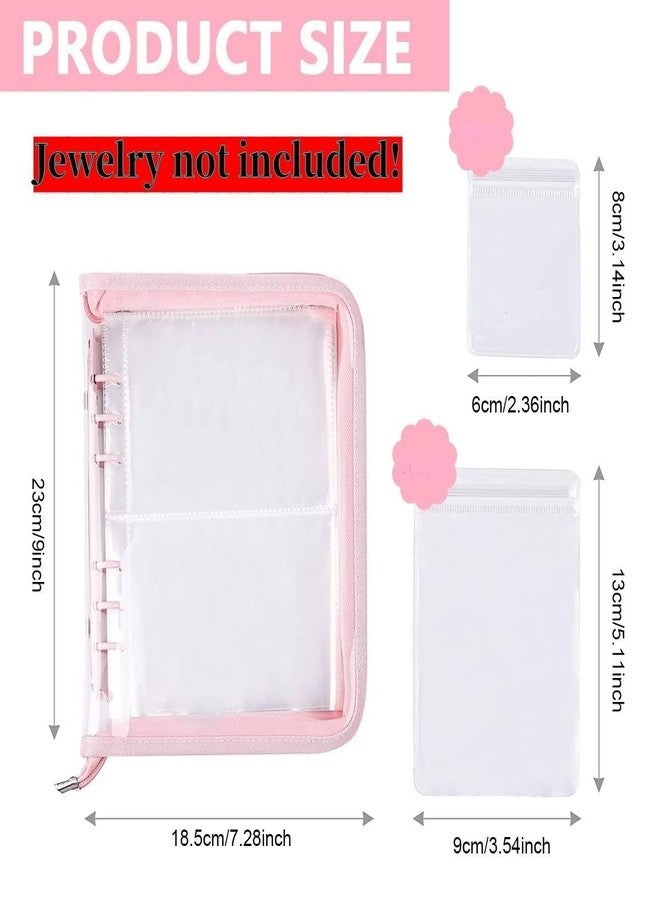 ZDQTRA 60 Pockets Transparent Jewelry Storage Book Display Album,Anti-Oxidation Organizer Binder for Rings,Earrings,Necklaces & Bracelets – Jewelry Holder pouch(1pcs/pink) - Image 2