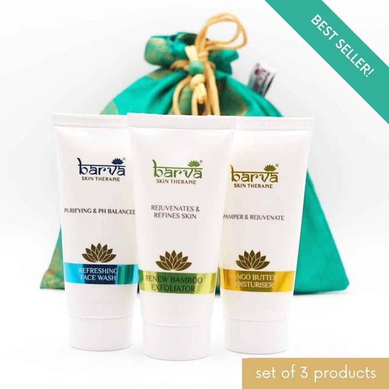 Barva Home Spa Facial Kit Contains Face Wash Face Scrub Mango Butter Moisturizer Skin Care Essentials Suits All Skin Types 150 Grams - Image 2