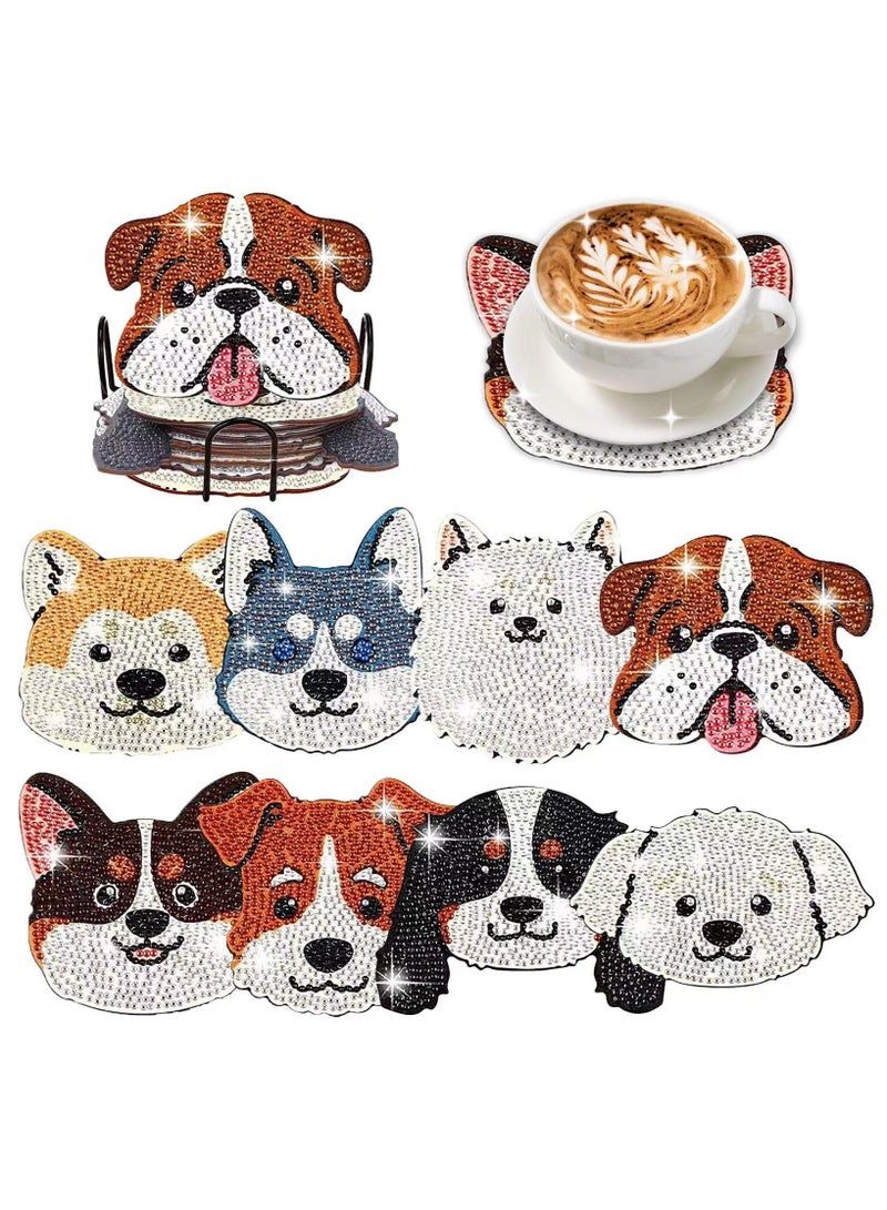 LKTOCAFT 8 PCS Animal Diamond Art Coasters Set DIY Round Wooden Cup Holders for Home Bar Table Decor, Crafts & Gifts  - Image 1
