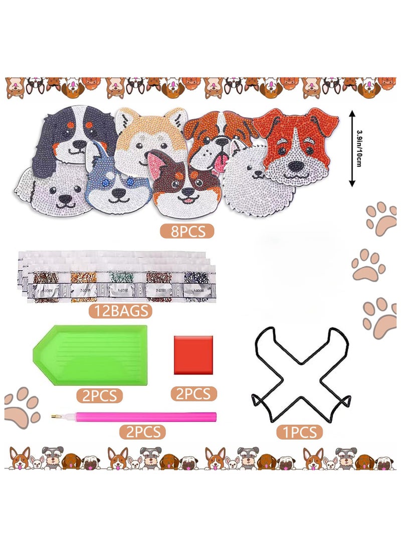LKTOCAFT 8 PCS Animal Diamond Art Coasters Set DIY Round Wooden Cup Holders for Home Bar Table Decor, Crafts & Gifts  - Image 2